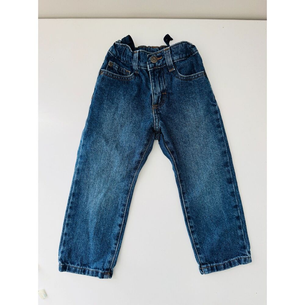 Wrangler Dark Wash Straight Leg Toddler Jeans Boys 3T Adjustable Waist 9NLTFCI